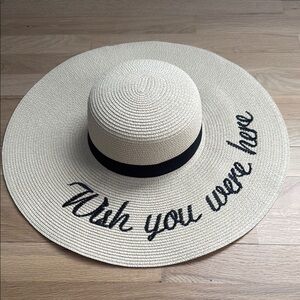 Beige Wide Brim Hat with Black Band